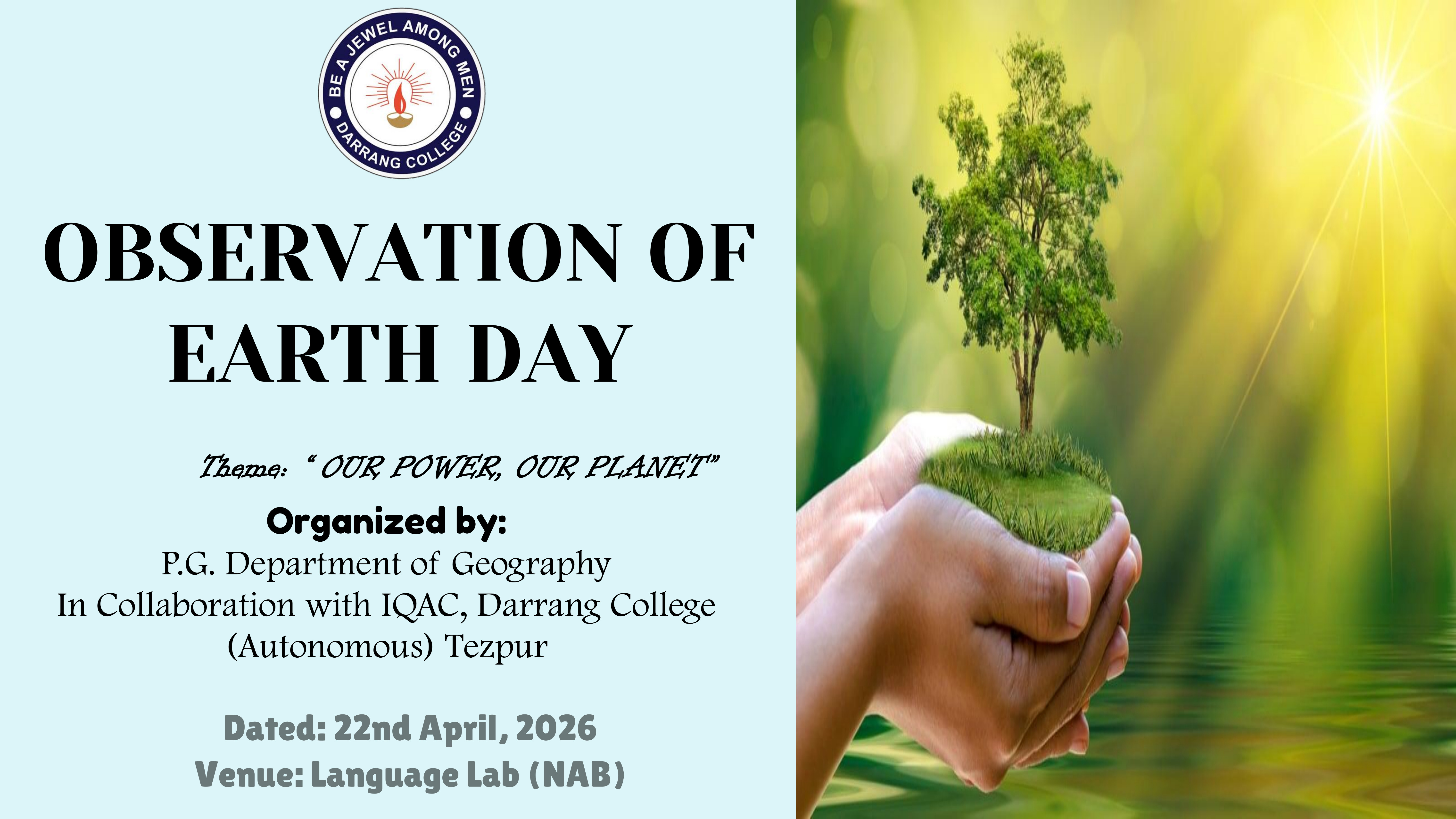 OBSERVATION OF EARTH DAY- 2026